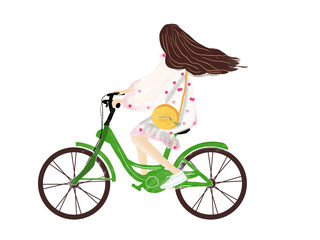 踏青少女骑车表情包元素GIF动态图踏青表情包